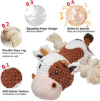 Sedioso Dog Toys Set, Large Dogs Toy, Stuffed Animal Dog Chew Toy, Soft Plush Dogs Toys Pack for Small. Middle, Large Breed(3-Pack, Cow)