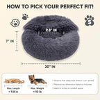 Himax Dog Beds for Small Dogs, Donut Dogs Beds with Blanket Attached, Calming Dog Bed Washable (20"/26"/35") Grey