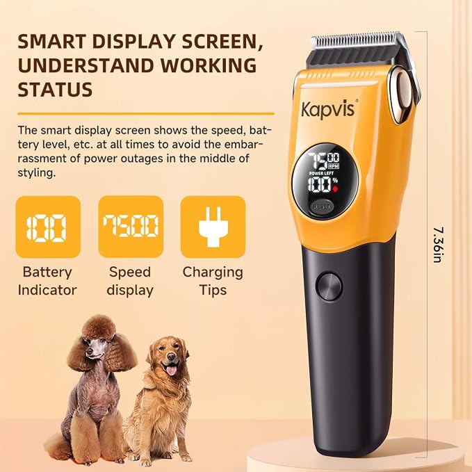 Dog Clippers for Grooming Thick Hair with LED Light,Poodle Grooming Kit with 6 Guide Combs for Dogs Cats Sheep Animals