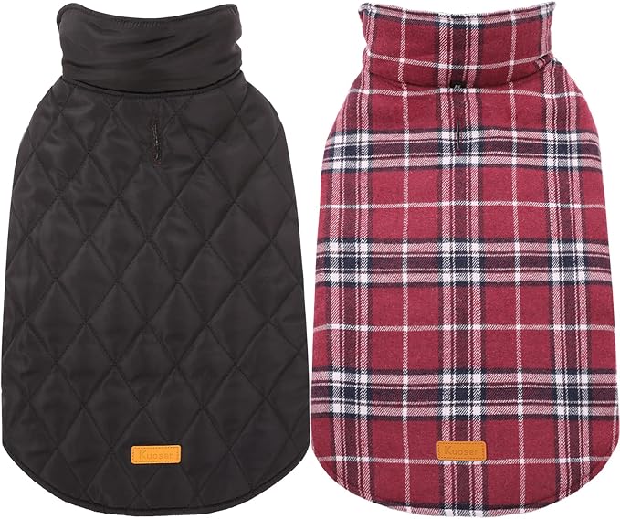 Kuoser Warm Dog Coat, Waterproof Dog Jacket for Extra Large Dogs, Red 3XL | Adjustable Durable XXXL Doggie Winter Coat Reversible Puppy Cold Weather Apparel for Large Breed