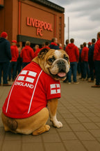 Parisian Pet Team England Dog Jersey - Breathable Mesh Puppy Football Jersey - Lightweight Stretch Sporty Dog Clothes - Summer Shirts for Small Dogs - Soccer Jersey for Dogs - Sportswear Pet Clothes
