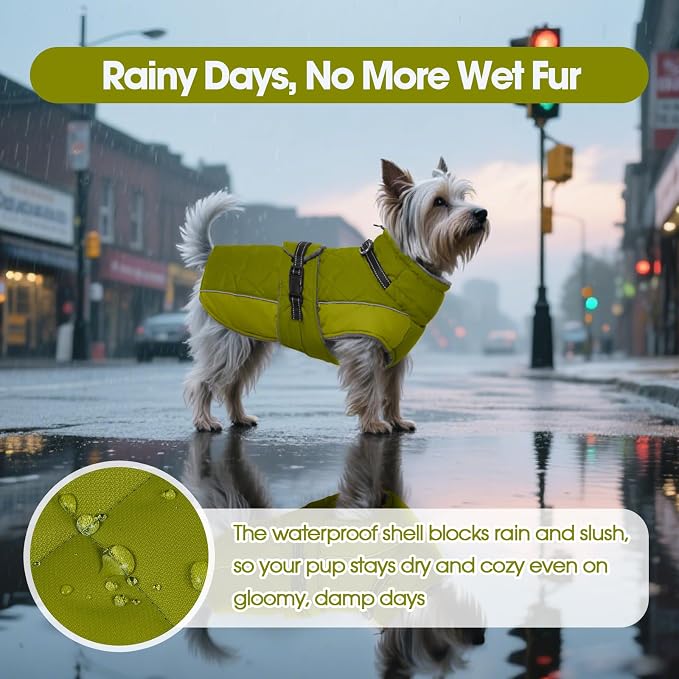 QBLEEV Warm Dog Jacket - Reflective, Adjustable Winter Coat with Turtleneck for Cold Weather, Waterproof Fleece Snowsuit for Small, Medium, Large Dogs