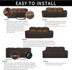 Easy-Going 100% Dual Waterproof Recliner Sofa Cover, 8-Pieces Stretch Relining Couch Cover with Pocket, Jacquard 3 Seat Sofa Slipcover Leakproof Washable (Sofa, Chocolate)