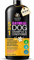 Oatmeal Dog Shampoo and Conditioner for Sensitive Skin with Aloe 32 fl oz | 5 in 1 Puppy Shampoo for Itchy, Sensitive Skin | Cleans, Conditions, Deodorizes & Moisturizes For All Breeds | ALFIE'S CHOICE