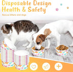 100 Pcs Disposable Dog Bowls 1.5 Cups Pets Disposable Feeding Bowls for Dogs and Cats Pets Paper Travel Cups for Small Medium Dogs Cats Puppy Kitten Dry or Wet Serving Food Water (Classic)