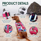 Kuoser Reflective Dog Life Jacket, Dog Life Vest for Swimming Boating | Adjustable Pet Lifejackets, High Flotation Doggie Swimsuit with Rescue Handle for Small Medium Large Dogs