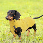 Dachshund Raincoat Weiner Dog Clothes Suitable for Dachshunds Corgi, Weiner, Dog Waterproof Coat with Reflective Stripe underbelly Protection - Yellow - XS