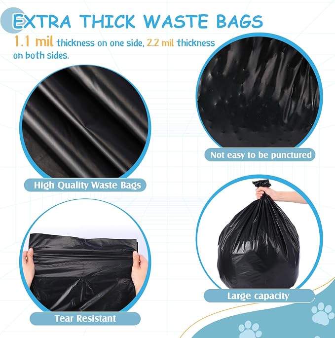 300 Pcs Dog Waste Poop Bags Dog Large Leak Proof Bags 26"x 33" Pet Waste Station Can Liners Heavy Duty Pet Trash Bin Liner for Walking Poop Station Dispensers, 3 Rolls of 50 (Black)