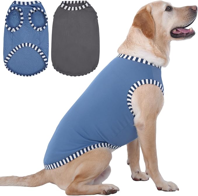 IECOii 2 Pack Dog Surgery Recovery Shirt Sleeveless Lightweight Dog Tshirt | T-Shirts with Stretch Fit,Gentle on Sensitive Skin,Anti-licking for Hot Spots,Shedding Control Tee,For Small to Giant Dogs