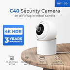 IMILAB 4K 8MP Security Camera Indoor, 360° View Pet/Dog/Baby Camera with Xiaomi Home App, 2.4G/5G WiFi Plug-in Room Cam, Color Night Vision, Pet&Human Track, Two-Way Audio, No Subscription(C40)
