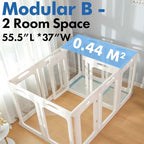 Acrylic Dog Playpen Indoor, Modular 2 Room & Toilet Area, Height 30 Inch, 12 Panels, Ideal for Small & Toy Dogs, White
