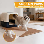 Pieviev Litter Mat, Double-Layer Waterproof Litter Trap, 30" x 24" Brown | Honeycomb Design Catches Scattered Particles to Stop Tracking, Urineproof Base Protects Floors, Easy to Clean
