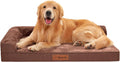 Rainmr Waterproof Dog Bed for Small Dogs - Orthopedic Memory Foam Puppy Couch Sofa, Removable Cover & Anti-Slip Bottom, 41x27 Inches, Brown