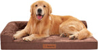 Rainmr Waterproof Dog Bed for Small Dogs - Orthopedic Memory Foam Puppy Couch Sofa, Removable Cover & Anti-Slip Bottom, 41x27 Inches, Brown