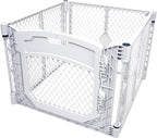 MyPet North States Petyard Plus: 3 Ft. Wide Folding Dog Playpen Indoor or Outdoor. 4-Panel Freestanding Play Pen Dog Gate Made in USA. 26" Tall, Light Gray