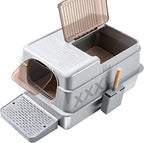 XXXL Stainless Steel Litter Box for Big Cats, Jumbo Metal Litter Box | 14" High Sides, Adult Cats，Multiple Cats,Extra Large Cat Litter box With Lid/Cover, Never Absorbs Odors, 28"x20"x14"