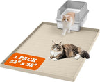 Pawtners Silicone Cat Litter Mat 34 x 22 in, Easy to Clean, Beige, 1 Pack | Non-Slip Kitty Litter Mat for Floor, Waterproof & Urine-Proof Cat Litter Mat Litter Trapping Mat, Soft on Kitty Paws