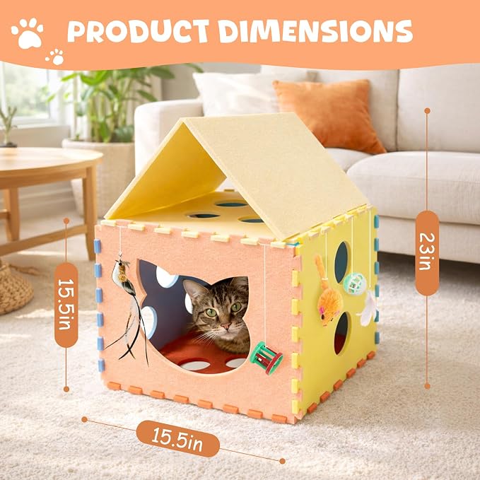 34Pcs Feather Wand Catnip Toy Set, Kitten Toys with Soft Pillow and Chew Rope, Interactive Cat Toys for Indoor Cats, Cat Play Set with Springs Balls and Bells