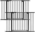 Babelio Pressure Mounted Baby Gate for Stairs, 29-48" Wide Dog Gate,2 Pack | Triple-lock System; Pressure/Wall Mount; Auto-close; 200N Impact Tested; Easy Install for Doorways, Kitchen, Hallway, Black