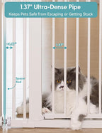 No Pawblems 55" Extra Tall Pet Gate, 29"-40" Wide Tall Dog Gate, White | No Drilling Pressure Mounted, 1.37" Narrow Spacing, Auto Close Tall Cat Gate for Doorway Hallway, One-Hand Operation