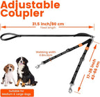 HOWGO Double Dog Leash,Tangle-Free 360 Swivel(Orange, Pro M-L w.Handle) | Individually Adjustable Length, Double Padded Handles,Aviation Aluminum Hooks,Durable Nylon,No-Tangle Walking,All Breeds