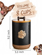Miamolo Dog Treat Storage Container, Ceramic Dog Treat Jar with Airtight Lid, Puppy Treats Food Canister for Kitchen Counter Farmhouse Decor, Gift Doggie Snack Jar for Counter, Paw Glinting Black