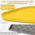 SMILOOL Silicone Pet Food Mat with Raised Edge for Food and Water Bowl, Dog Feeding Mats, Cat Food Trays for Floor Waterproof, Rubber Tray for Dogs and Cats, 24 x 16 x 0.8 Vivid Yellow