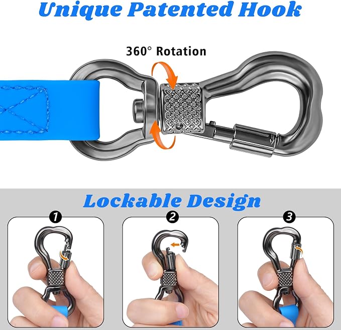 XiaZ Waterproof Dog Long Leash, Recall Training line Lead for Large Medium Small Dogs Outside Walking, Playing, Camping, or Yard (20FT, Blue)