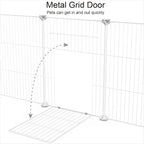 Pet Playpen, Small Animal Cage DIY Wire Fence with Door 15 Panels, White | Portable Yard Fence for Indoor or Outdoor, for Small Animal, Puppies, Kitties, Bunny, Guinea Pigs, Turtle