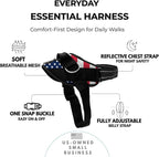 ShawnCo Essential Dog Harness, No-Pull Pet Vest with 3 Leash Clips, No Choke, Reflective, Adjustable and Padded, for Easy Walking and Training for Small, Medium and Large Dogs (Stars and Stripes, S)