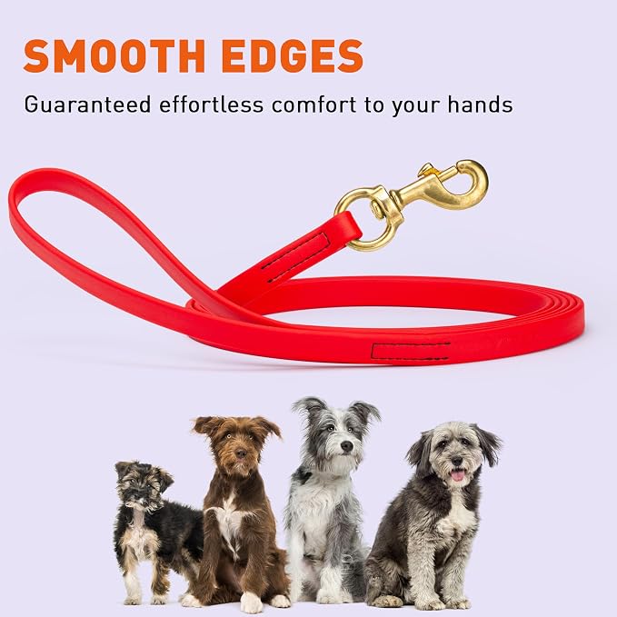 Viper Biothane K9 Working Dog Leash Waterproof Lead for Tracking Training Schutzhund Odor-Proof Long Line with Solid Brass Snap for Puppy Medium and Large Dogs, 15ft Cherry Red