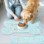 PWTAA Dog Food Mat Anti-Slip Silicone Dog Bowl Mat Thicker Pet Placemat Waterproof Cat Feeder Pad with Raised Edge Puppy Kitten Feeding Mats Suitable Small Medium-Sized Dogs Cats Eating Tray - 2PCS
