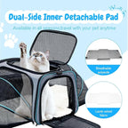 Double Expandable Cat Carrier,Airline Approved Soft-Sided Pet Travel Carrier for Small Dogs Cats under 15 lbs,Waterproof 600D Oxford Fabric with Washable Replacement Liner,Odor-Free & Claw-Proof(Blue)