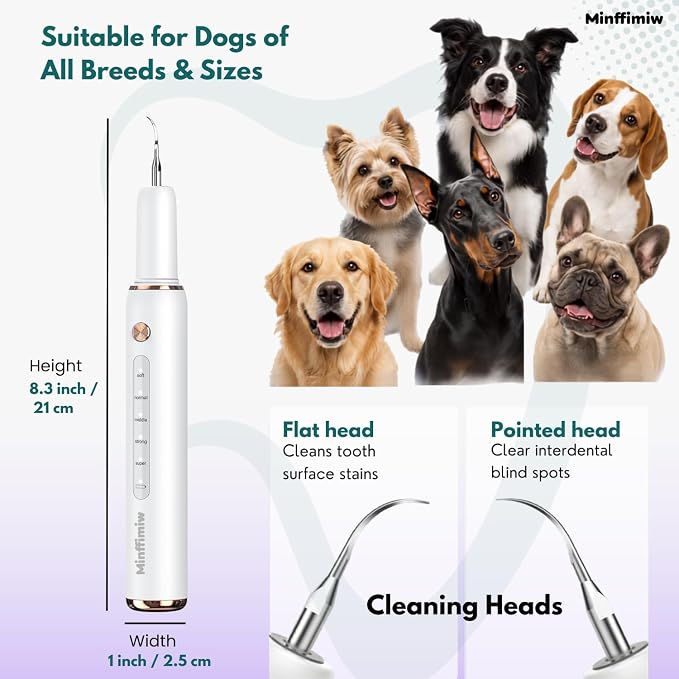 Dog Plaque Tartar Remover for Teeth - Dog Teeth Cleaning Kit, Electric Remover with LED Light, 5 Adjustable Modes, Safe Pet Tooth Cleaner, Dental Care Tool for Dogs