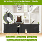 Reinforced 42" Tall 155" Wide Retractable Fence Outdoor Retractable Gate | Tall Baby Gate Garage Gates for Dogs, Space-Saving, Easy to Use, Scratch-Resistant Mesh, Safety Lock, Easy Install, Black