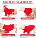 Queenmore Small Dog Pullover Sweater, Cold Weather Cable Knitwear, Classic Turtleneck Thick Warm Clothes for Chihuahua, Bulldog, Dachshund, Pug (Red, Large)