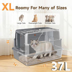 Enclosed Stainless Steel Litter Box, XL Covered MetalPan Includes Mat Scoop | Easy Cleaning Anti-Urine Leakage Non-Sticky Front Entry Top Exit