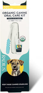RADIUS USDA Organic Dental Solutions Puppy Kit 1 Unit, 1 Dog Toothbrush & 1 0.8oz Toothpaste, Ultra Soft Bristle & Non Toxic Toothpaste for Dogs, Designed to Clean Teeth, Xylitol Free