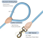 Mile High Life Dog Leash with Genuine Leather Connection, Reflective | Rope Leash, Heavy Duty 360° Swivel Metal Clasp, for Small Medium & Large Dogs Walking (Green, 72 Inch-1/2)