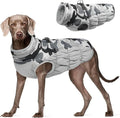 FUAMEY Dog Cold Weather Coats Reflective Dog Warm Jacket with Harness | Fleece Winter Coat for Large Dogs Snow Puffer Vests with Zipper Reflective Turtleneck Jackets for Winter Gery Camo L