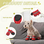Dog Boots Paw Protector, Reflective Adjustable Non Slip Mesh Summer Breathable Dog Shoes Dog Walking Boots (XL Size, Red, 4 Pcs) Intended for Paws Waterproof for Dogs/Cat/Puppy