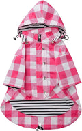Dog rain Coat Waterproof Raincoat Puppy Jacket with Legs Buttons Zipper Hood Drawstring Fit for Yorkie Terrier Schnauzer Poodle Border Collie Labrador Golden Retriever 8lbs to 80lbs Pink XXL