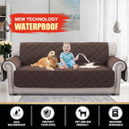 100% Waterproof Couch Cover for 3 Cushion Couch Sofa Pet Friendly Non-Slip Couch Cover for Dogs Washable Water Resistant Furniture Protector with Elastic Straps(Sofa 68", Brown)
