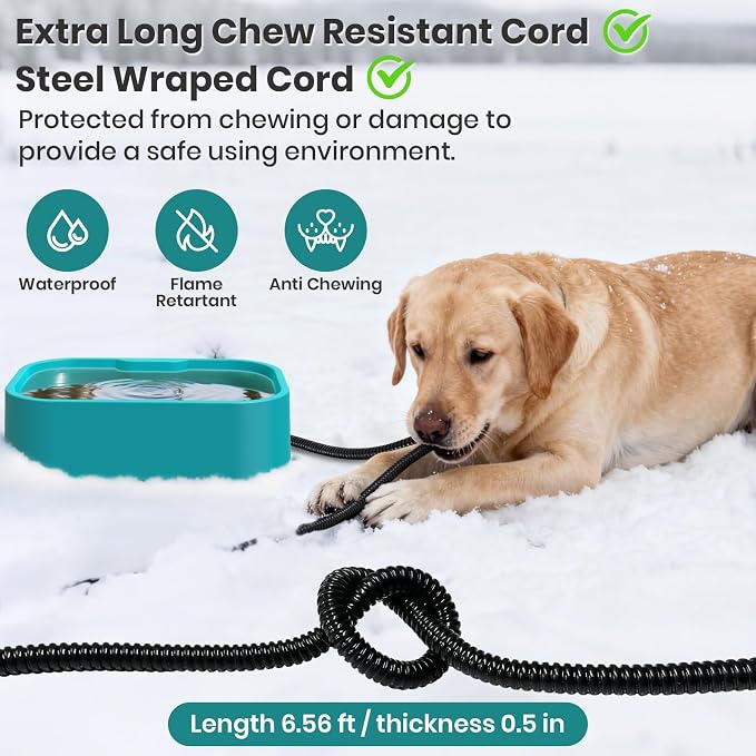 IPOW 1.45 Gal/5.5L Extra Large Heated Water Bowl with 5 Layers Design for Heating & Heat Preservation Provides Drinkable Water & Food in Winter Heated Pet Bowl for Cat Rabbit Chicken Duck Squirrel