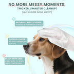 IMMHABI 100 Count Pet Glove Wipes, Cleaning & Deodorizing for Dogs & Cats, Hypoallergenic Dog Bath Wipes with Natural Persimmon Tannin, Unscented Wipes for Ears, Fur, Paws