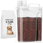 LEAWALK 5-7LBS Plastic Dog Cat Storage Container PBA-free, Pet Food Containers with 4-Buckle Handle Design is Leak-Proof, Easy to Clean and Portable-Whtie