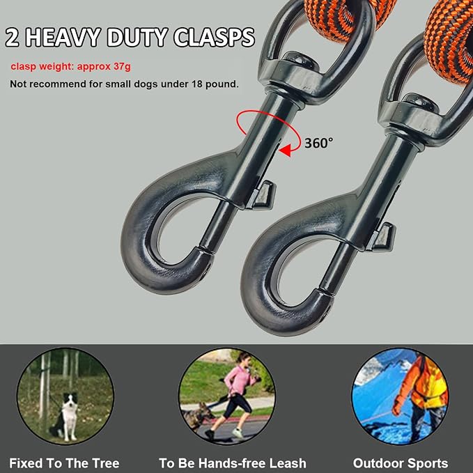 BTINESFUL 75ft Dog Tie Out Long Tether Rope Leash, 8/12/20/30/50ft Dog Lead | Yard Dog Leash for Large Medium Dogs Outdoor Training, Playing, Camping, or Backyard (75ft, Orange Black)