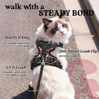 rabbitgoo Cat Harness and Leash Set, Escape Proof Vest, Berry Pounce | Soft Breathable Mesh, Easy Adjustable Fit, Snap Buckles, Sturdy Clip, Reflective Strips, for Small & Average Cats Walks, Xs