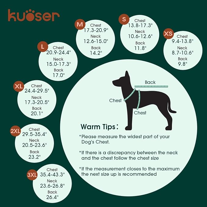 Kuoser Waterproof Dog Coat, Reversible Dog Jacket for Large Dogs | Adjustable Durable Doggie Winter Coat for Groowing Puppies Warm Puppy Cold Weather Apparel, Bright Red L