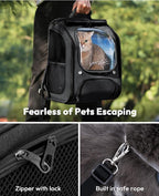 Pecute Cat Backpack Carrier,Large Space Dog Bubble Backpack,Ergonomic,Black | Bubble Transparent Window,Sunshade Curtain,Safety Rope,Sturdy,Large Mesh for Breathability,Suitable for Outdoor,Vet